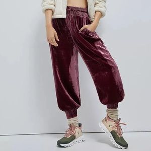 Anthropologie Gloria velvet high rise joggers pants